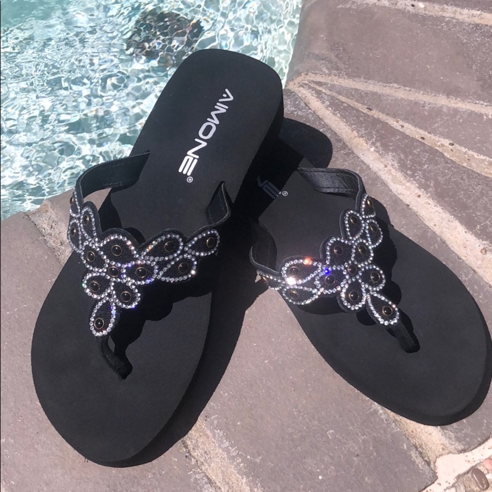 Aimone Rhinestone Sandals! Ultra comfortable 7.5